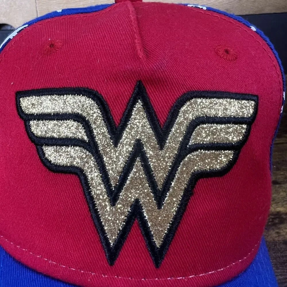 DC Wonder Woman Girls 4-6T Hat USA Flag Glitter Baseball Cap